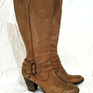 Born Tall Leather Zipper Knee High Leather Boots Womens Size 8, 3" heels